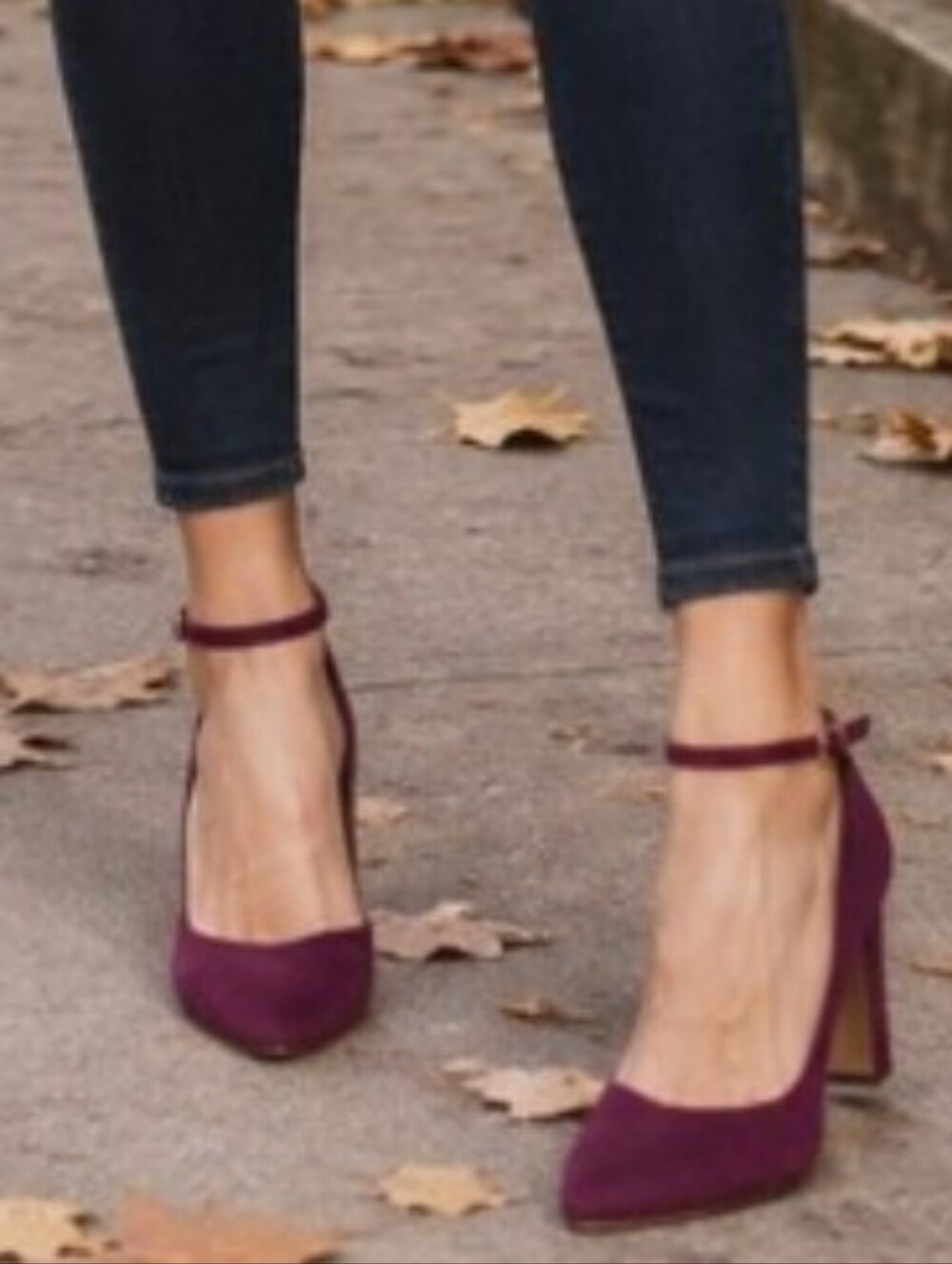 Cole Haan Wine Suede Ankle Strap Block Heel Rubber Sole Cushioned Insole Size 10 - Picture 1 of 16